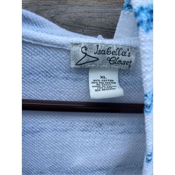 Isabella’s Closet knit size XL waterfall front hoodie in ocean blue and white. - Picture 4 of 5